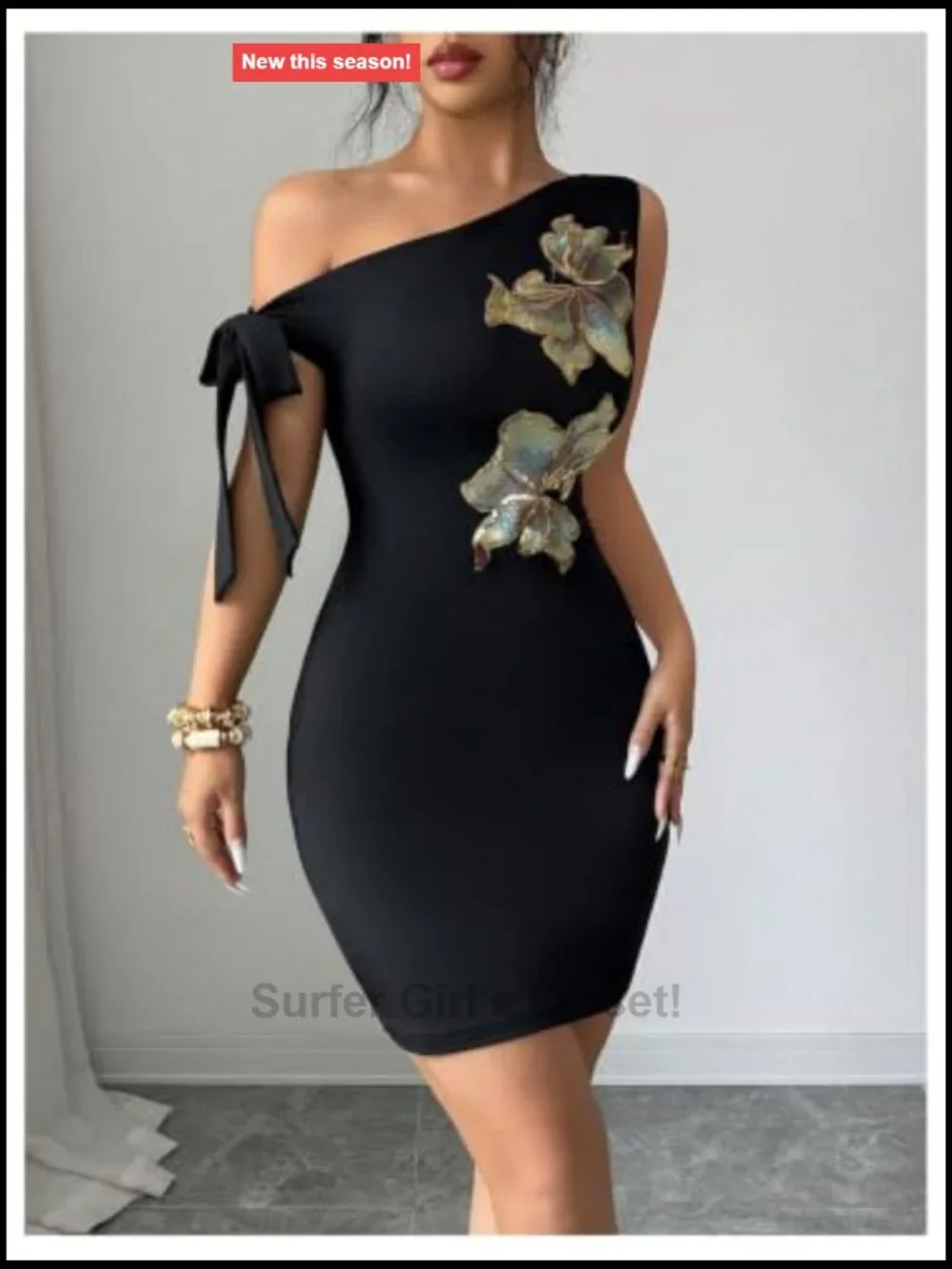 Floral Off Shoulder Sleeveless Bodycon Mini Dress Knot Side Formal
